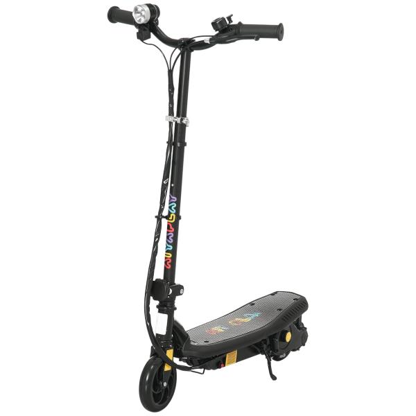 Trotinete Elétrica Dobrável com Velocidade Máx. 12 km/h Motor 120 W Autonomia Máxima 10 km e Farol LED 75x48x93 - 105 cm Preto