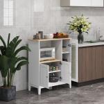 Móvel Auxiliar de Cozinha Moderno Móvel para Micro - Ondas com Prateleiras 3 Portas Compartimento Aberto 80x35x97 cm Branco