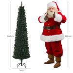 Árvore de Natal Artificial Altura 180cm com 380 Ramos de Folhas de PVC Ignífugos Base Dobrável e Suporte Metálico Ø56x180cm Verde