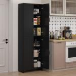 Armário de Cozinha com 4 Portas e Prateleiras Ajustáveis Anti - Tombo 60x30x170,5 cm Preto