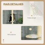 Árvore para Gatos do Chão ao Teto com Altura Ajustável 3 Plataformas Poste de Sisal e Bola para Brincar 47x34x220 - 260cm Creme