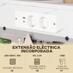 Mesa Auxiliar com Estação de Carga Mesa Lateral com 2 Entradas USB 1 Entrada USB - C e Bolsa Organizadora 25,5x40x71 cm Branco