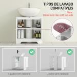 Móvel para Lavatório Pousar com 2 Portas em Arco Puxadores Dourados para Lavatório com ou sem Pedestal 60x30x65 cm Branco