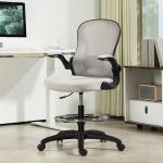 Cadeira de Escritório com Suporte Lombar Apoio para os Braços Dobrável e Altura Ajustável 59x65x102 - 122 cm Cinza