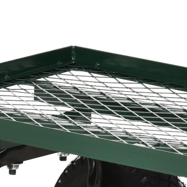 Carro de Transporte com Pega Revestida e 4 Rodas Grandes de Ø24 cm Carrinho de Jardim em Aço 94x48,5x100 cm Preto e Verde