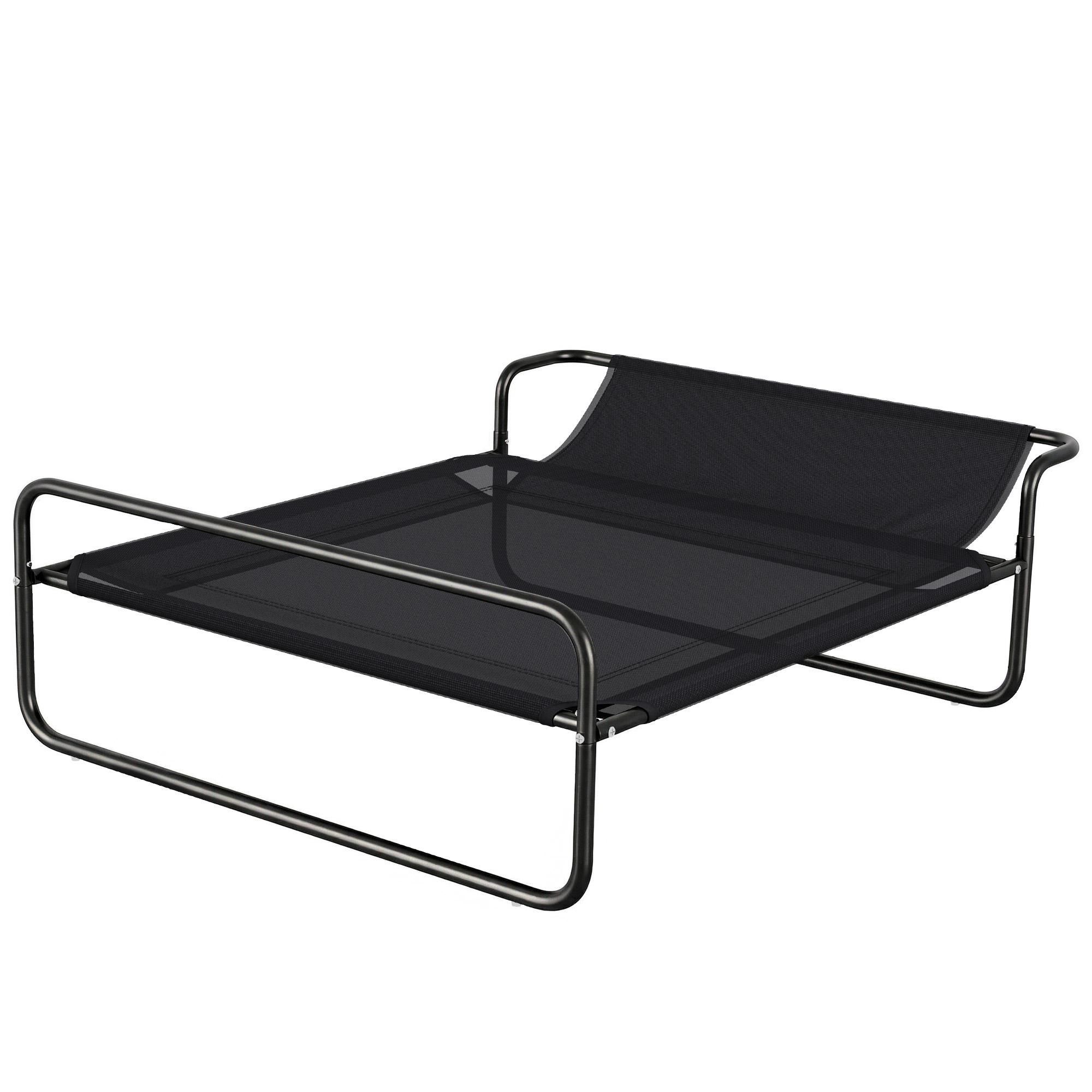 Cama Elevada para Cães Respirável para Cães Pequenos 106x81x33 cm Tecido de Textilene Encosto Inclinável Estrutur