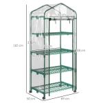 Estufa Pequena Estufa de Exterior com Rodas Prateleiras de 4 Níveis Estufa para Cultivar Plantas Flores 69x50x165 cm Transparente