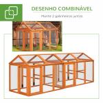 Galinheiro para Exterior 140x88,5x106 cm para 1 - 3 Galinhas com Estrutura de Madeira e 2 Portas com Fechadura Madeira