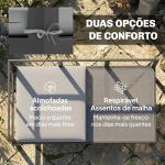 Conjunto de Jardim Exterior com Almofadas, 2 Sofás de 2 Lugares com Reposabráços Ajustáveis e Mesa de Centro, Cinzento