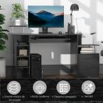 Secretária para Escritório de Madeira MDF 152x60x88 cm Preto