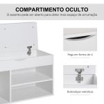 Banco Sapateira com Armazenamento Gaveta Prateleira e Assento Acolchoado para Entrada Estilo Moderno 80x30x47cm Branco