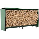 Suporte para Lenha com Cobertura Ajustável para Interior e Exterior Carga 200 kg 200x36x99 cm Verde Escuro e Preto