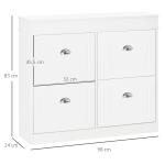 Móvel Sapateira de 4 Portas Estreita com Prateleiras Ajustáveis e Removíveis Capacidade de 16 Pares para Corredor Entrada 98x24x83cm Branco
