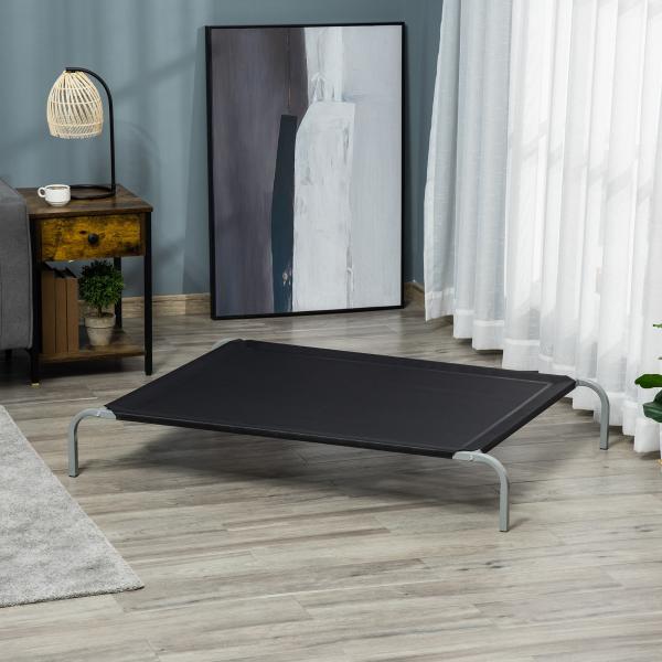 Cama Elevada para Cães e Gatos Cama Transpirável para Animais de Estimação com 130x90x20 cm Preto