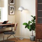 Candeeiro de Pé Moderno com Ecrã em Forma de Taça Refletora de Luz Interruptor de Pé Suporte E27 sem Lâmpada Ø35x155 cm Prata
