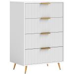 Cómoda com 4 Gavetas Cómoda de Dormitório Moderna com Desenho Ondulado Anti - Tombo 60x40x90 cm Branco