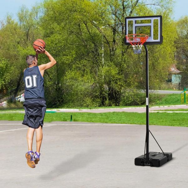 Tabela de Basquetebol Portátil Ajustável em Altura com Base Recarregável para Crianças e Adultos 86x165x302 - 352 cm Preto