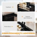 Ilha de Cozinha com Rodas Bancada de Aço Inoxidável 2 Gavetas 4 Portas e 2 Prateleiras Ajustáveis 145x45x93 cm Preto