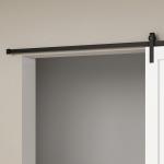 Ferragens para Porta Corredeira 200cm Kit de Acessórios para Porta Corredeira de Madeira com 2 Trilhos de Aço Carga Máxima 20 kg Preto