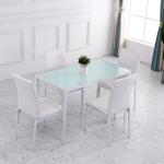 Conjunto de 4 Cadeiras de Sala de Jantar, Cadeiras Modernas para Cozinha, Encosto Alto com Costuras Decorativas em Forma de Diamante, Estofadas em Pele Sintética, Pernas de Aço, Suportam até 120 kg, Branco