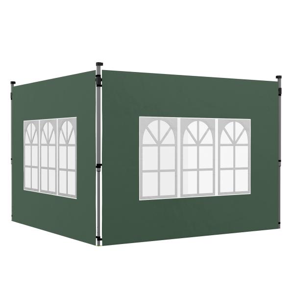 2 Paredes Laterais para Tenda de 3x3 / 3x4 m 295x195 cm Parede de Substituição de Tecido Oxford para Tendas Dobráveis Verde