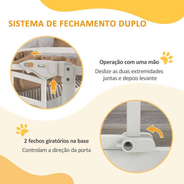 Barreira de Segurança para Cães 74 - 80 cm Porta de Segurança para Animais com Montagem a Pressão e Duplo Bloqueio Branco