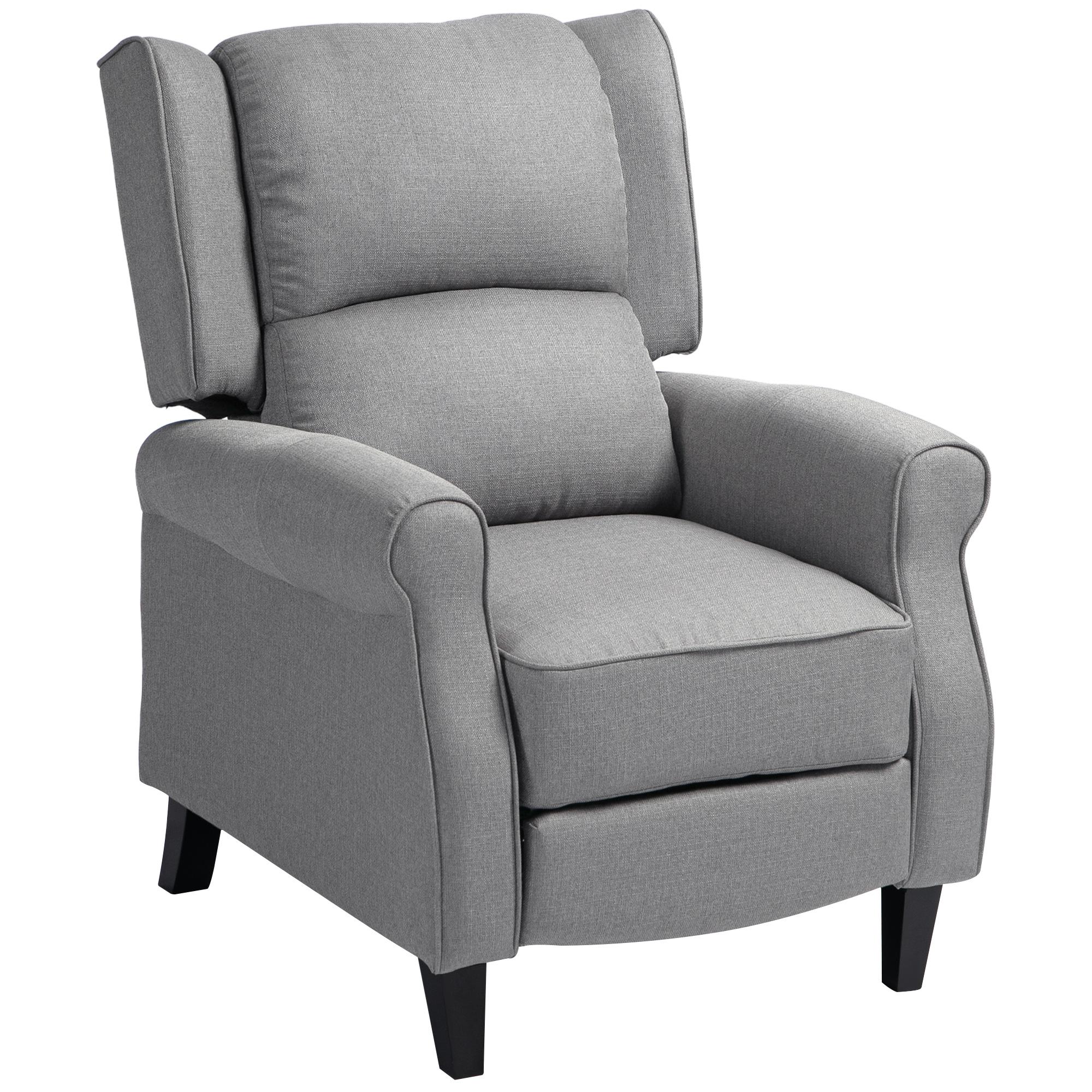 HOMOM Poltrona Reclinável Poltrona Relax com Reclinação Manual até 160° e Apoio para os Pés Retráteis 77x88x102 cm Cinza
