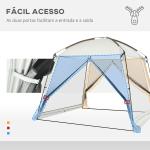 Tenda de Jardim para 6 - 8 Pessoas com 4 Mosquiteiras e 2 Portas Proteção UV50+ Inclui Bolsa de Transporte 3x3 m Branco