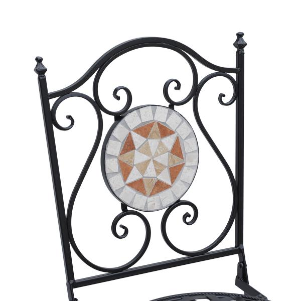 Conjunto de 2 Cadeiras Dobráveis de Jardim Cadeiras com Mosaico Carga Máxima 120 kg 50x40x94,5 cm Preto