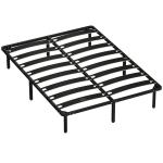 Estrutura 140x190 cm Estrado de Cama de Plataforma de Aço com Ripas de Álamo Fácil de Montar Carga 350 kg Preto