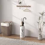 Suporte para Guarda Chuva em Aço com 4 Ganchos Bandeja de Gotejamento Amovível para Entrada ou Escritório Branco 17x17x41 cm