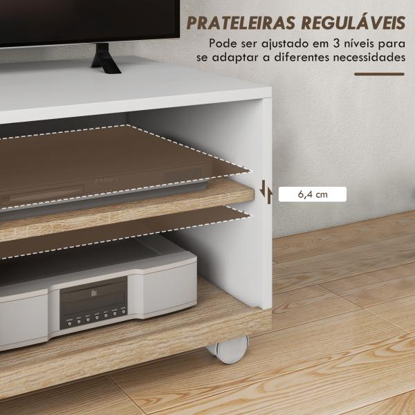 Móvel de TV Mesa de Sala de Estar Moderna de TV de 42 Polegadas com 4 Rodas 80x45x39,5 cm Branco