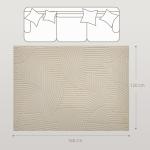 Tapete Sala de Estar 160x120 cm Tapete Pelo Curto Estilo Moderno Base Antiderrapante Tecida à Máquina Creme