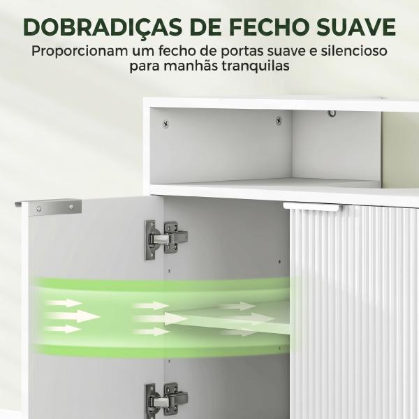 Móvel para Lavatório Pousar com 2 Portas Canaladas para Lavatório com ou sem Pedestal 60x33x63 cm Branco