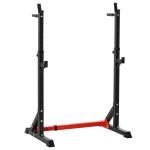 Suporte Ajustável para Barras de Peso Suporte Multifuncional para Exercício em Casa academia Carga 150kg Altura Ajustável 121 - 171cm Preto e Vermelho