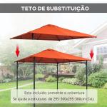 Toldo de Substituição de 3x3m para Pérgola de Jardim com 8 Orifícios de Drenagem e Ventilação Laranja
