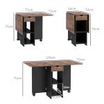 Mesa de Cozinha Dobrável com Rodas Laterais Rebatíveis Gaveta e Prateleiras para 2 - 4 Pessoas 120x72x75 cm Madeira Branco