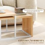 Conjunto de 2 Mesas de Centro com Pés de Metal Estilo Industrial 90x48x42 cm e 59x42x36 cm Branco e Madeira