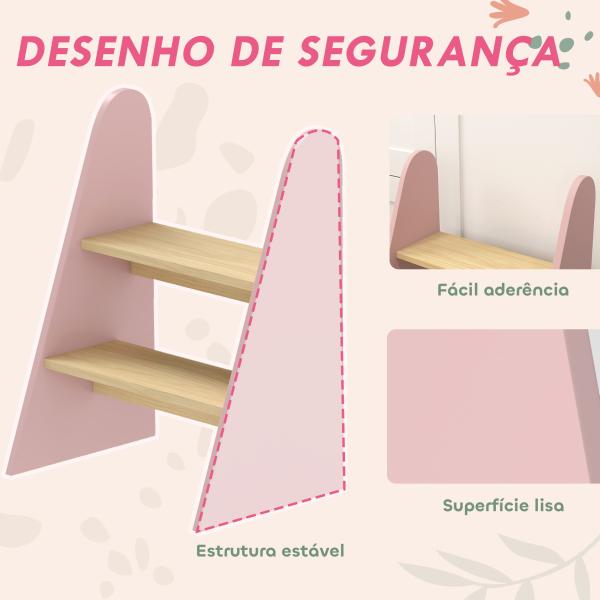 Banco para Crianças de 2 Degraus Torre de Aprendizagem Escada para Crianças acima de 3 Anos para Casa de Banho Cozinha 43x30x55 cm Rosa