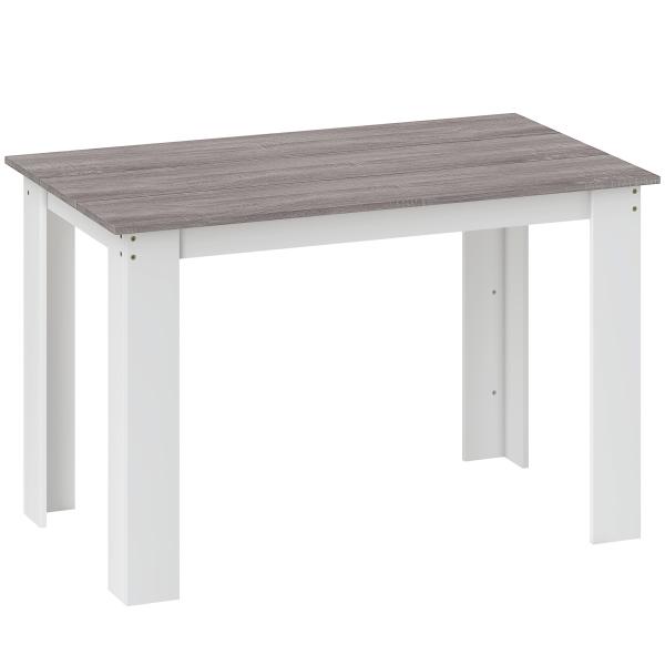 Mesa de Sala de Jantar para 4 - 6 Pessoas Estilo Moderno com Bancada de Melamina de Madeira Carga 50 kg 120x69x75 cm Cinza e Branco