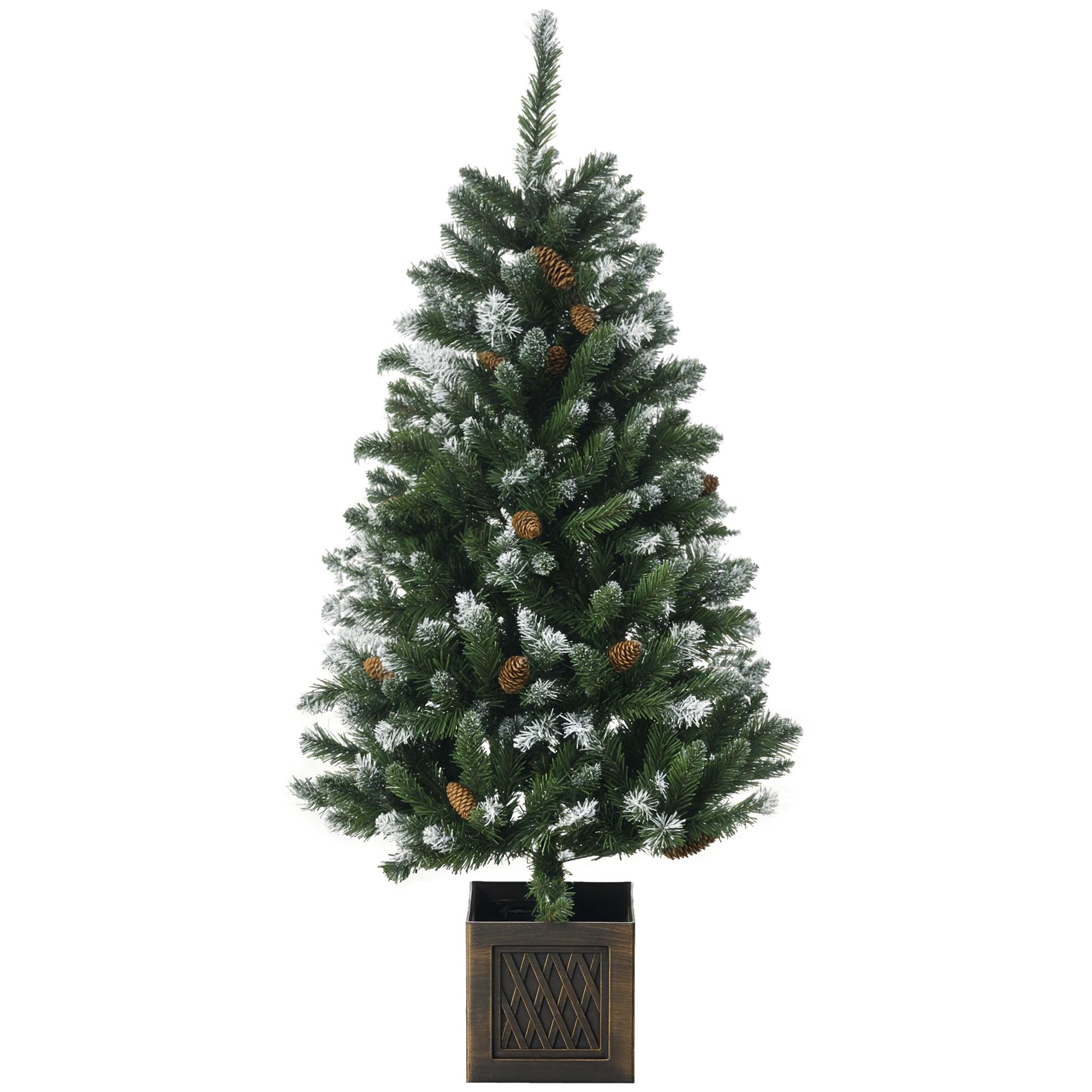 Árvore de Natal Artificial Nevada Altura 120 cm com 328 Ramos e Suporte Metálico Verde