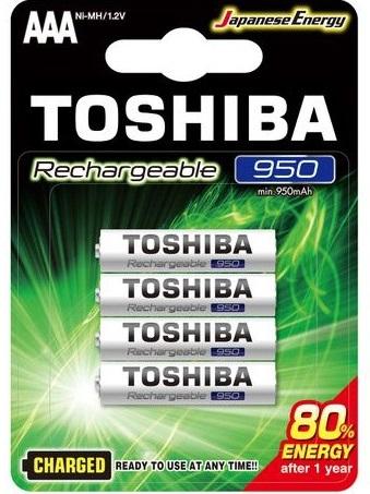 Pilha Recarregável 1,2V AAA Ni - Mh 950mAh - TOSHIBA