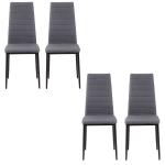 Conjunto de 4 Cadeiras de Sala de Jantar Estofadas em Linho e Pés de Metal para Cozinha Carga Máxima 120kg 41x50x97cm Cinza