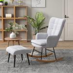 Poltrona Baloiço com Apoio para os Pés Poltrona Relax com Almofada Acolchoada e Anti - Tombo 64x89x90 cm Cinzento