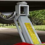 Macaco Hidráulico para Carros de 2 Toneladas com Altura Ajustável 12 - 30 cm e 4 Rodas para Apoiar Carros Vermelho e Cinza