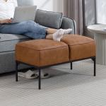 Banco ao Pé da Cama Multifuncional Moderno com Assento Acolchoado Espesso e Pés em Aço PU 80x40x46 cm Castanho