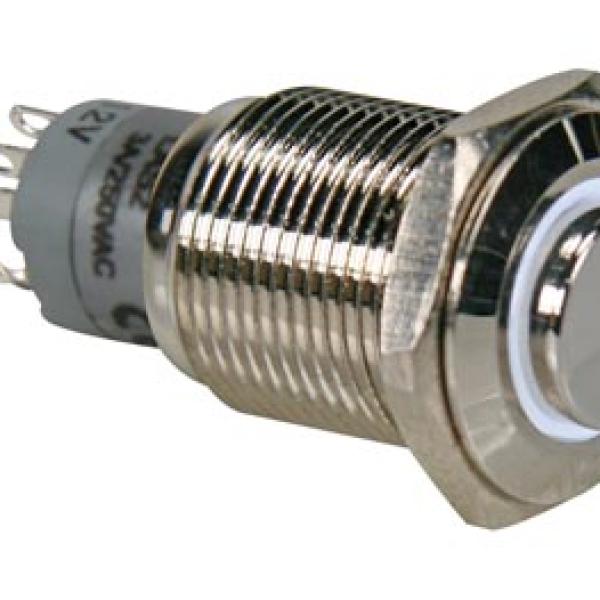 Interruptor Pulsador Metálico Alto SPDT 1NO 1NC - Luz Branca