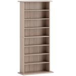 Estante Estreita para CDs e DVDs com 8 Compartimentos e Prateleiras Ajustáveis 58x24x126,3 cm em Madeira