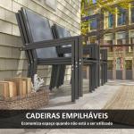 Conjunto de Mesa e Cadeiras de Jardim com Cadeiras Empilháveis e Estrutura de Aço para Terraço e Pátio Cinzento Claro