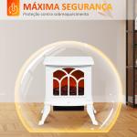 Lareira Elétrica 750/1500 W Lareira Decorativa com 2 Níveis de Potência Efeito Chama Área de Cobertura 15 - 20 m² 37,3x23,1x44 cm Branco